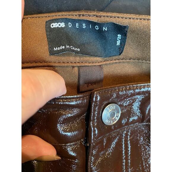 asos high waisted vinyl jeans 30x28 size 10 medium pants - Picture 4 of 5